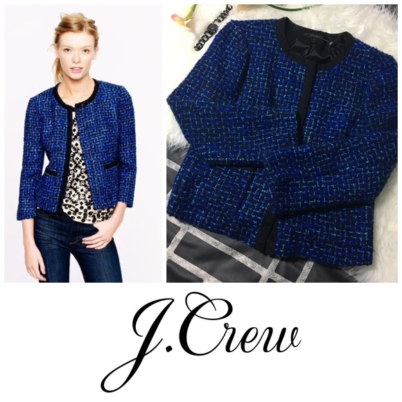 J. Crew Jackets & Blazers - J.Crew Lady Jacket In Blue Tweed size 4